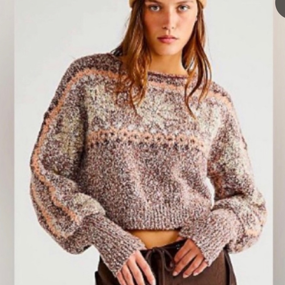 FREE PEOPLE cropped snowflake sweater